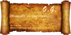 Obagyán Gerzson névjegykártya